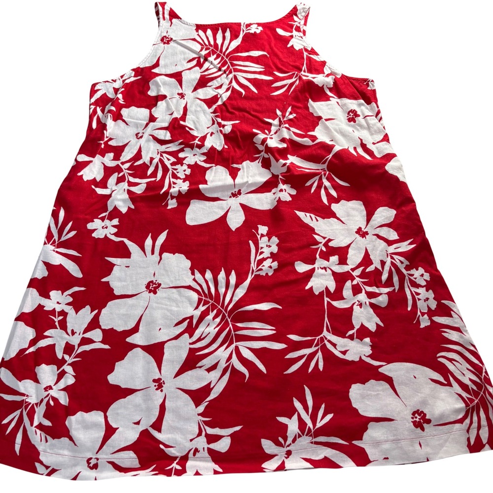 Ava & Viv Red White Tropical Floral Sleeveless Shift Dress XXL Pockets Summer